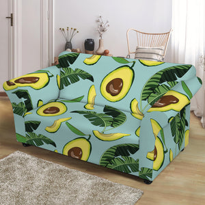 Banana Leaf Avocado Pattern Print Loveseat Slipcover