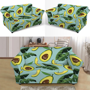 Banana Leaf Avocado Pattern Print Loveseat Slipcover