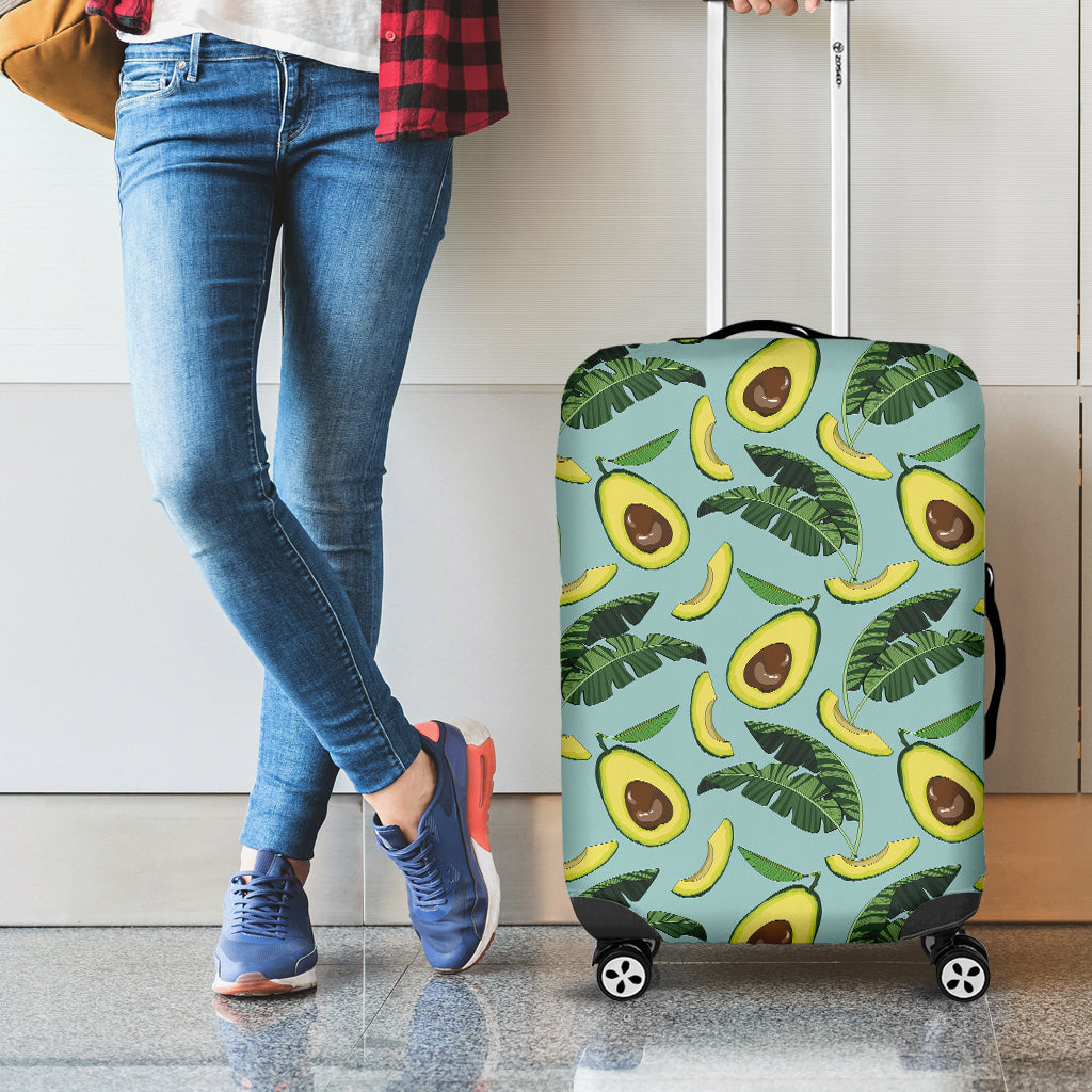 Banana Leaf Avocado Pattern Print Luggage Cover