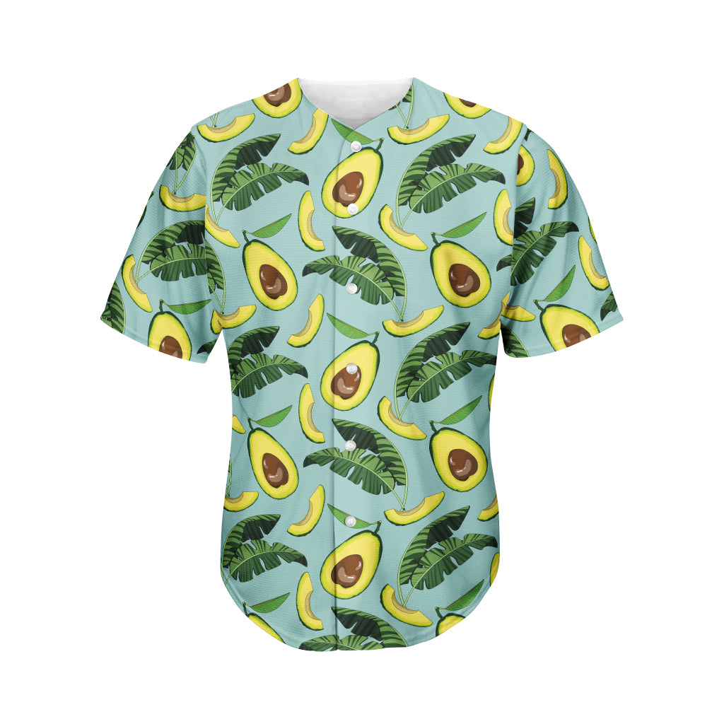 Banana Leaf Avocado Pattern Print Men's Baseball Jersey