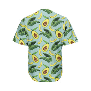 Banana Leaf Avocado Pattern Print Men's Baseball Jersey