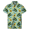 Banana Leaf Avocado Pattern Print Men's Short Sleeve Shirt