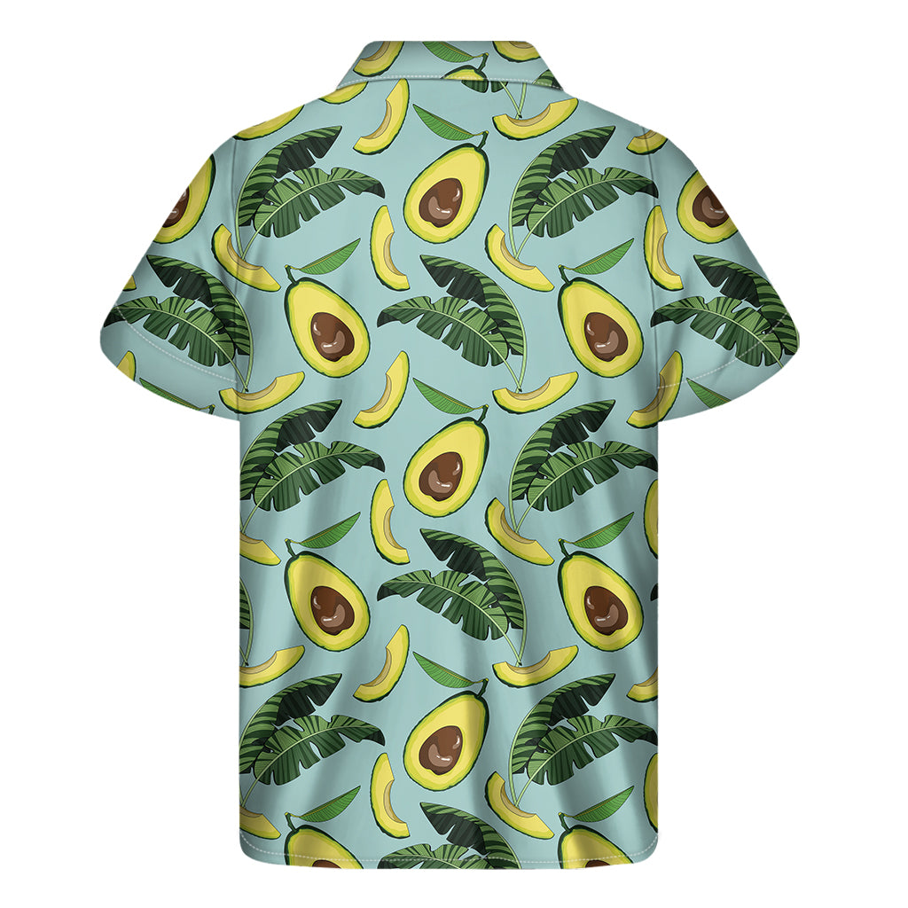 Banana Leaf Avocado Pattern Print Men's Short Sleeve Shirt