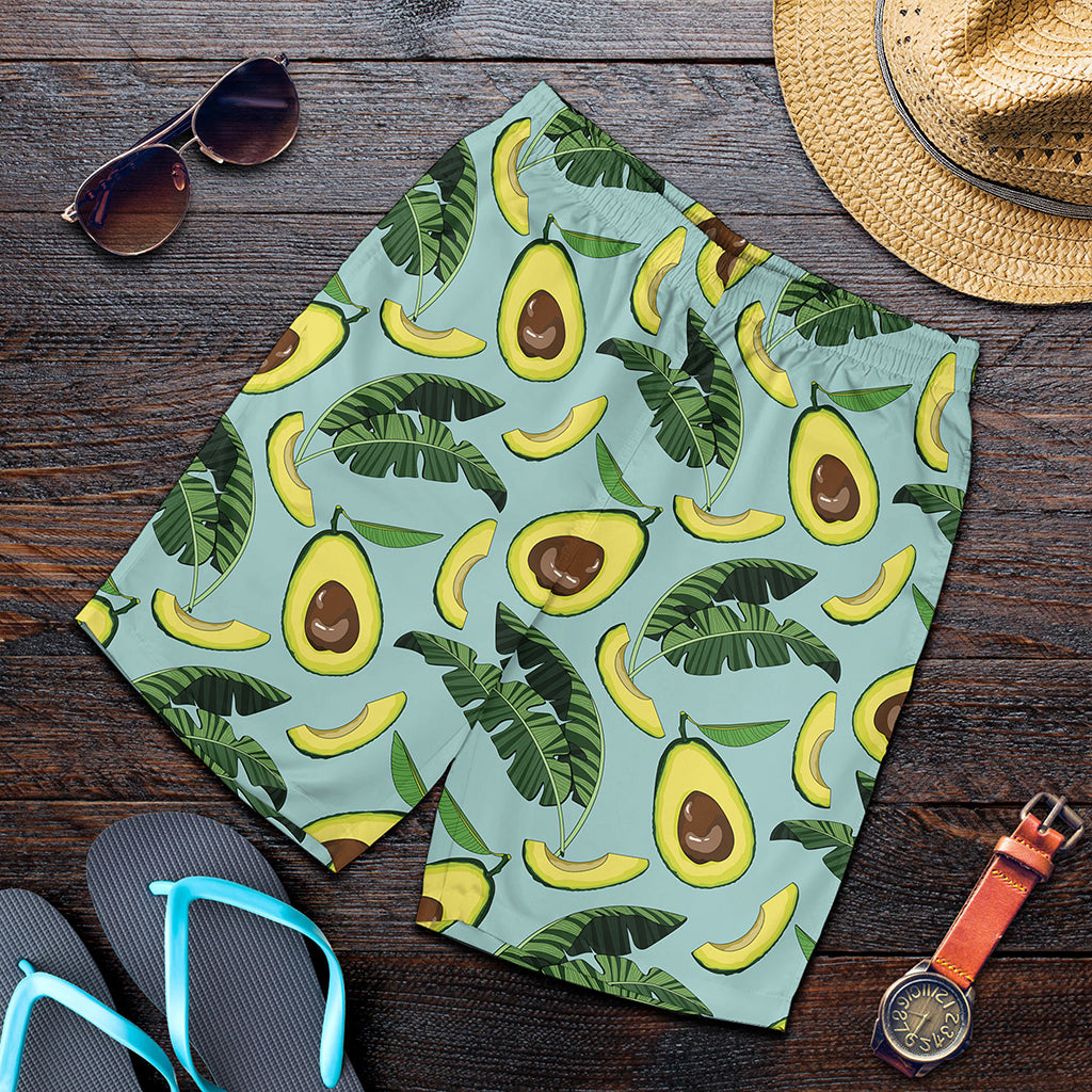 Banana Leaf Avocado Pattern Print Men's Shorts