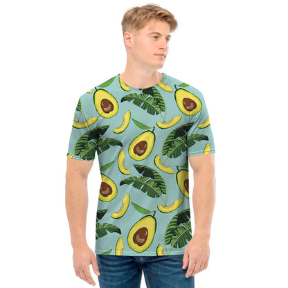 Banana Leaf Avocado Pattern Print Men's T-Shirt