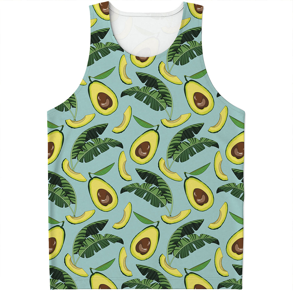 Banana Leaf Avocado Pattern Print Men's Tank Top