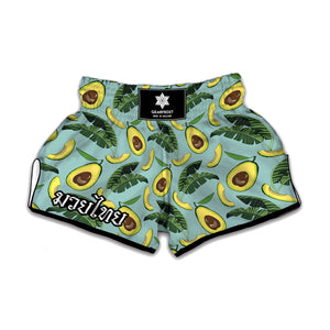 Banana Leaf Avocado Pattern Print Muay Thai Boxing Shorts