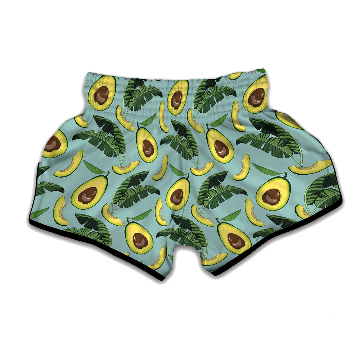 Banana Leaf Avocado Pattern Print Muay Thai Boxing Shorts