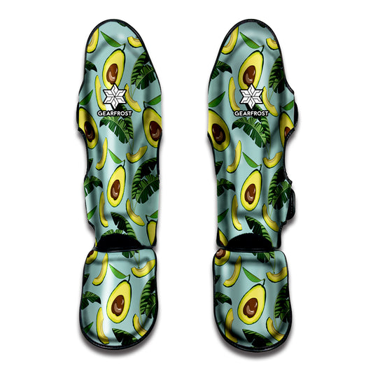 Banana Leaf Avocado Pattern Print Muay Thai Shin Guard
