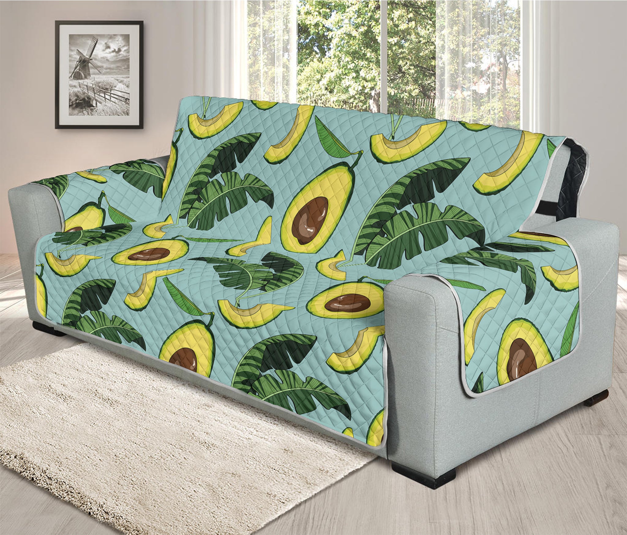 Banana Leaf Avocado Pattern Print Oversized Sofa Protector