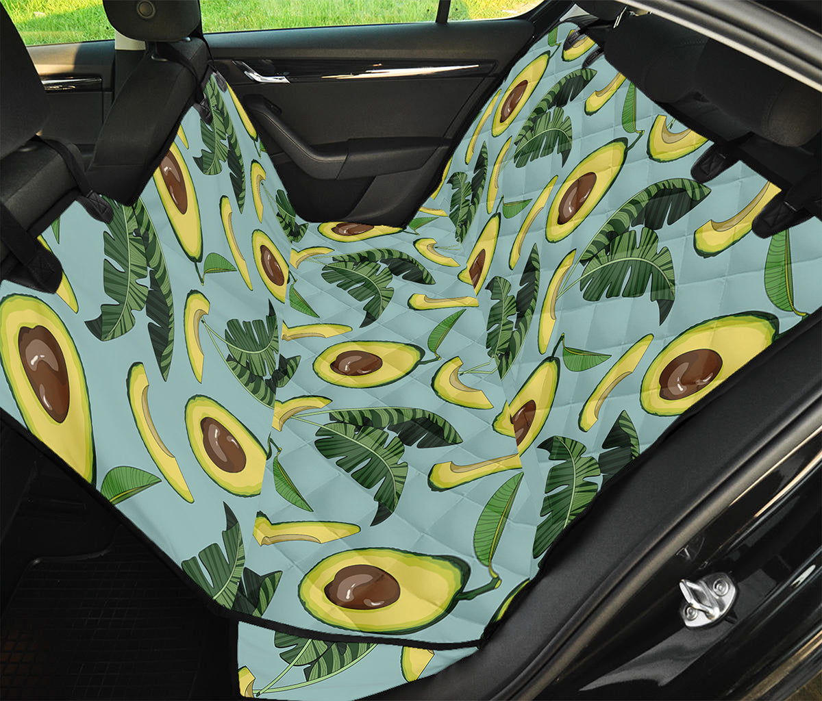 Banana Leaf Avocado Pattern Print Pet Car Back Seat Cover