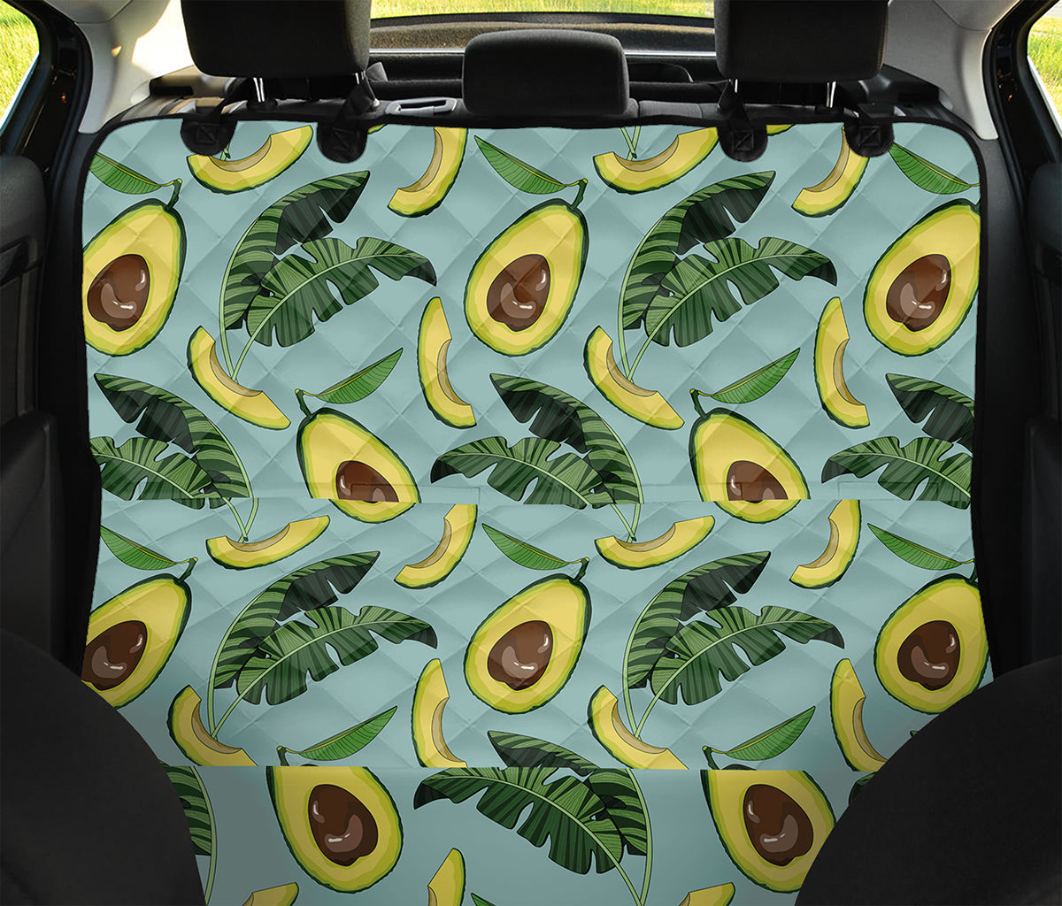 Banana Leaf Avocado Pattern Print Pet Car Back Seat Cover