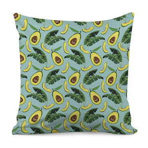 Banana Leaf Avocado Pattern Print Pillow Cover