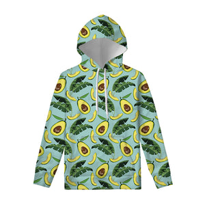 Banana Leaf Avocado Pattern Print Pullover Hoodie