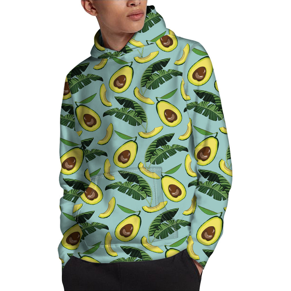 Banana Leaf Avocado Pattern Print Pullover Hoodie