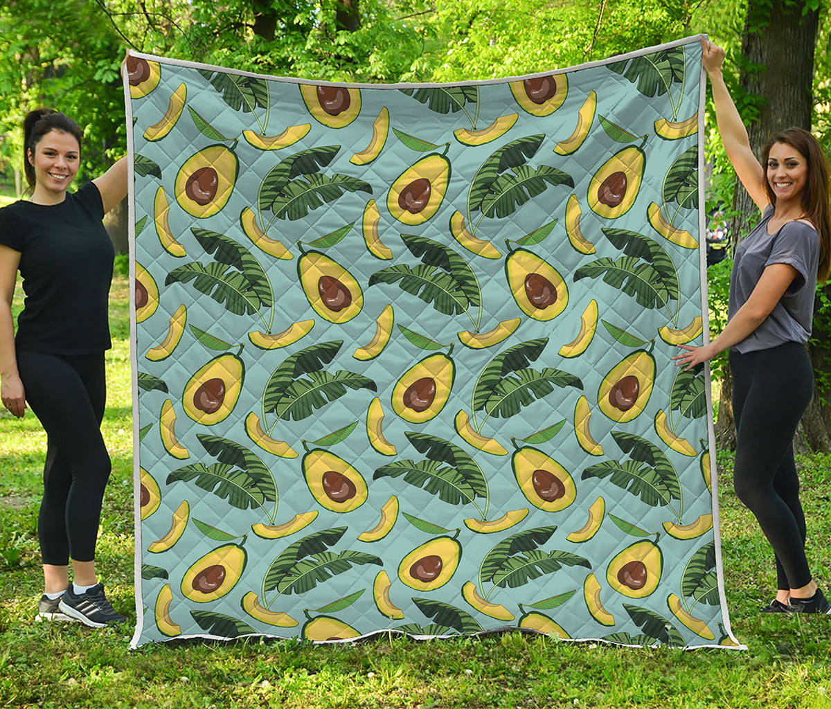 Banana Leaf Avocado Pattern Print Quilt