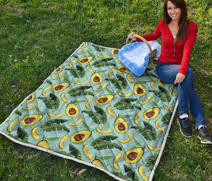 Banana Leaf Avocado Pattern Print Quilt