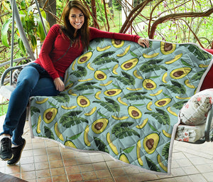 Banana Leaf Avocado Pattern Print Quilt