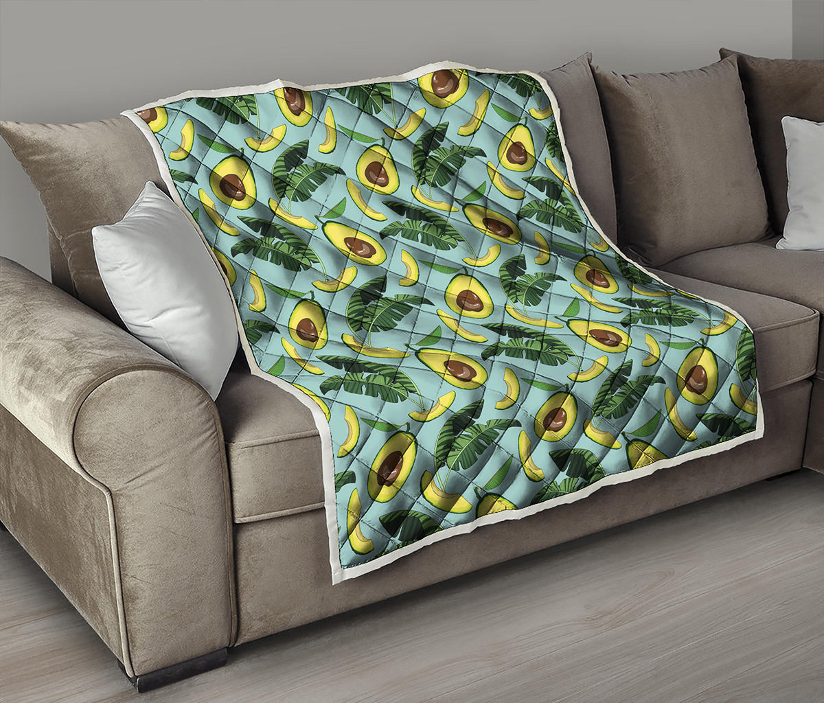 Banana Leaf Avocado Pattern Print Quilt