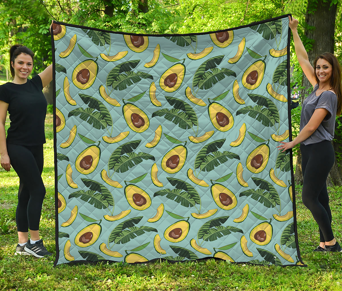 Banana Leaf Avocado Pattern Print Quilt