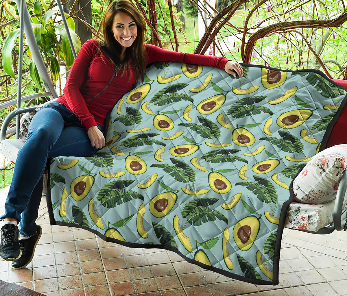 Banana Leaf Avocado Pattern Print Quilt