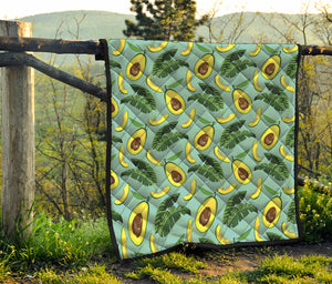 Banana Leaf Avocado Pattern Print Quilt