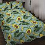 Banana Leaf Avocado Pattern Print Quilt Bed Set