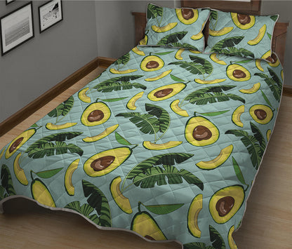 Banana Leaf Avocado Pattern Print Quilt Bed Set