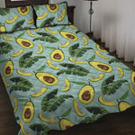 Banana Leaf Avocado Pattern Print Quilt Bed Set