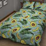 Banana Leaf Avocado Pattern Print Quilt Bed Set