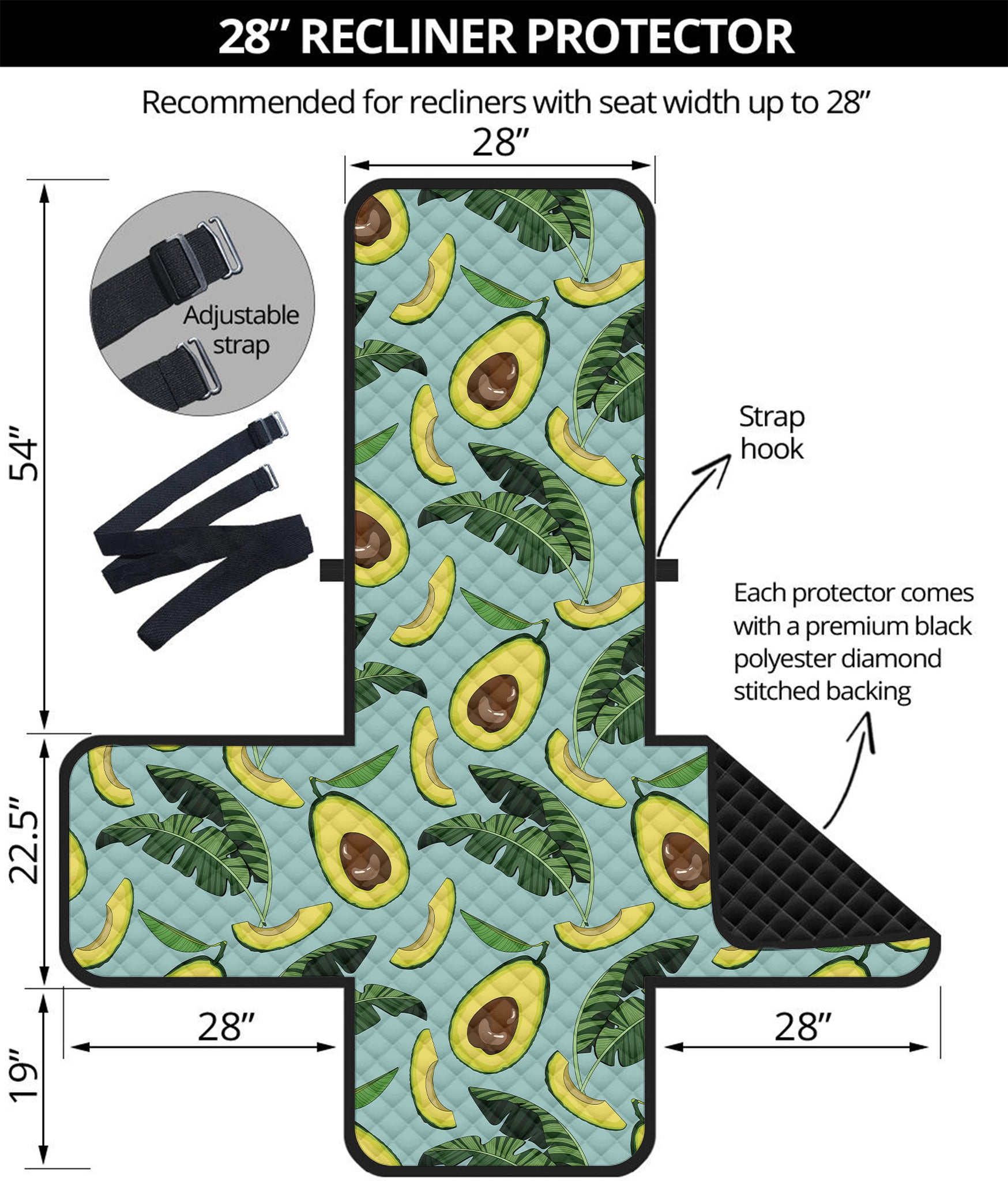 Banana Leaf Avocado Pattern Print Recliner Protector