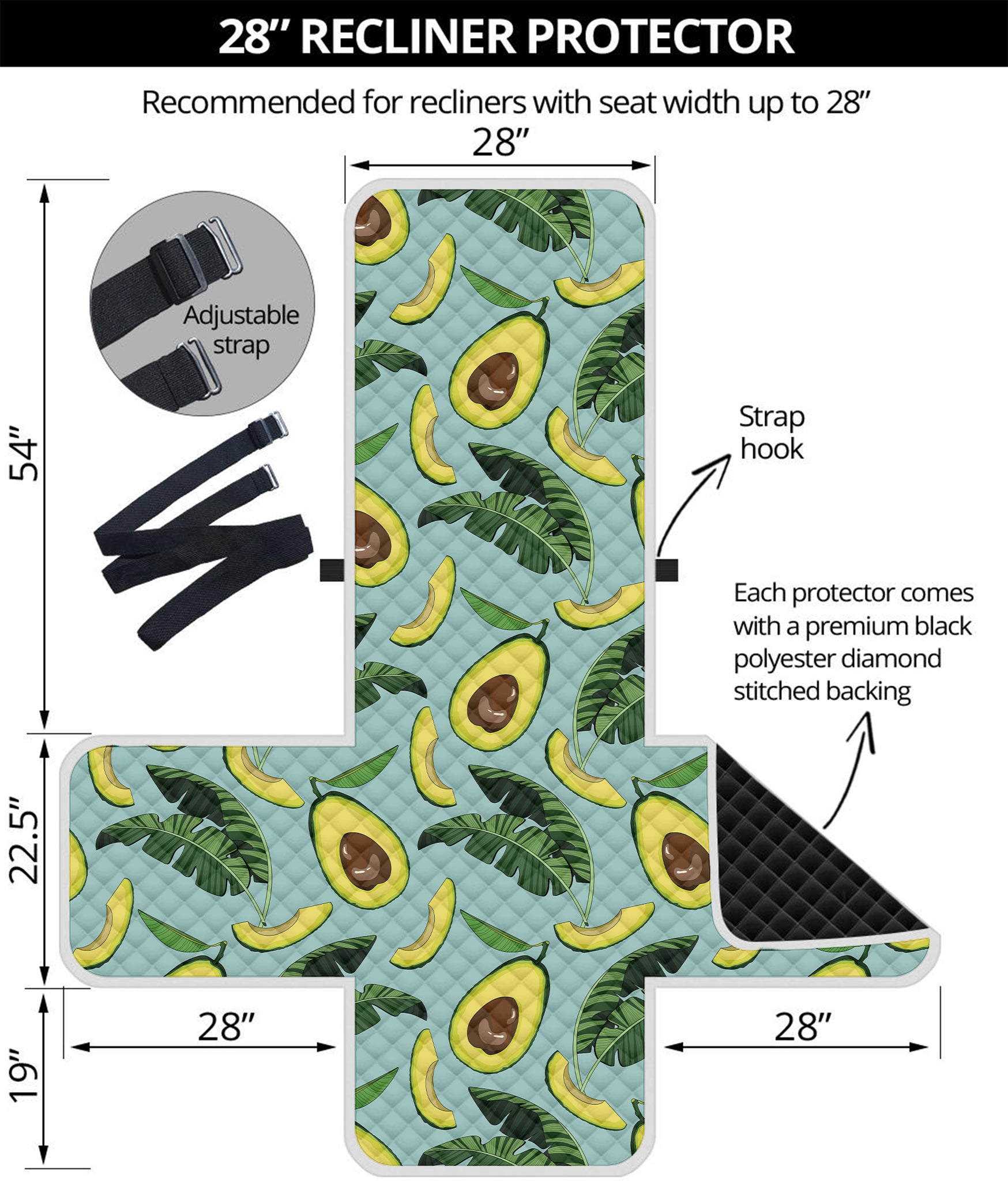 Banana Leaf Avocado Pattern Print Recliner Protector