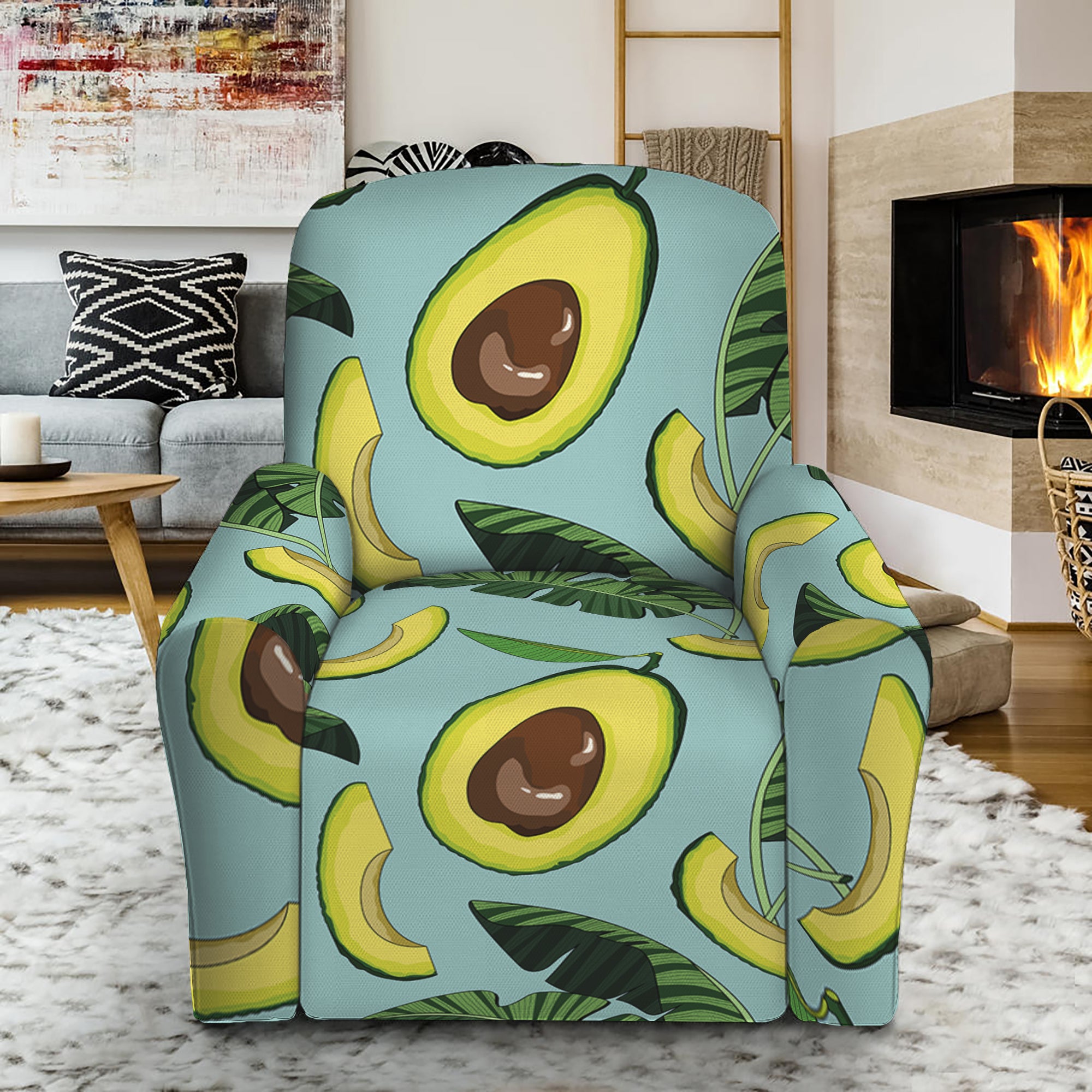 Banana Leaf Avocado Pattern Print Recliner Slipcover