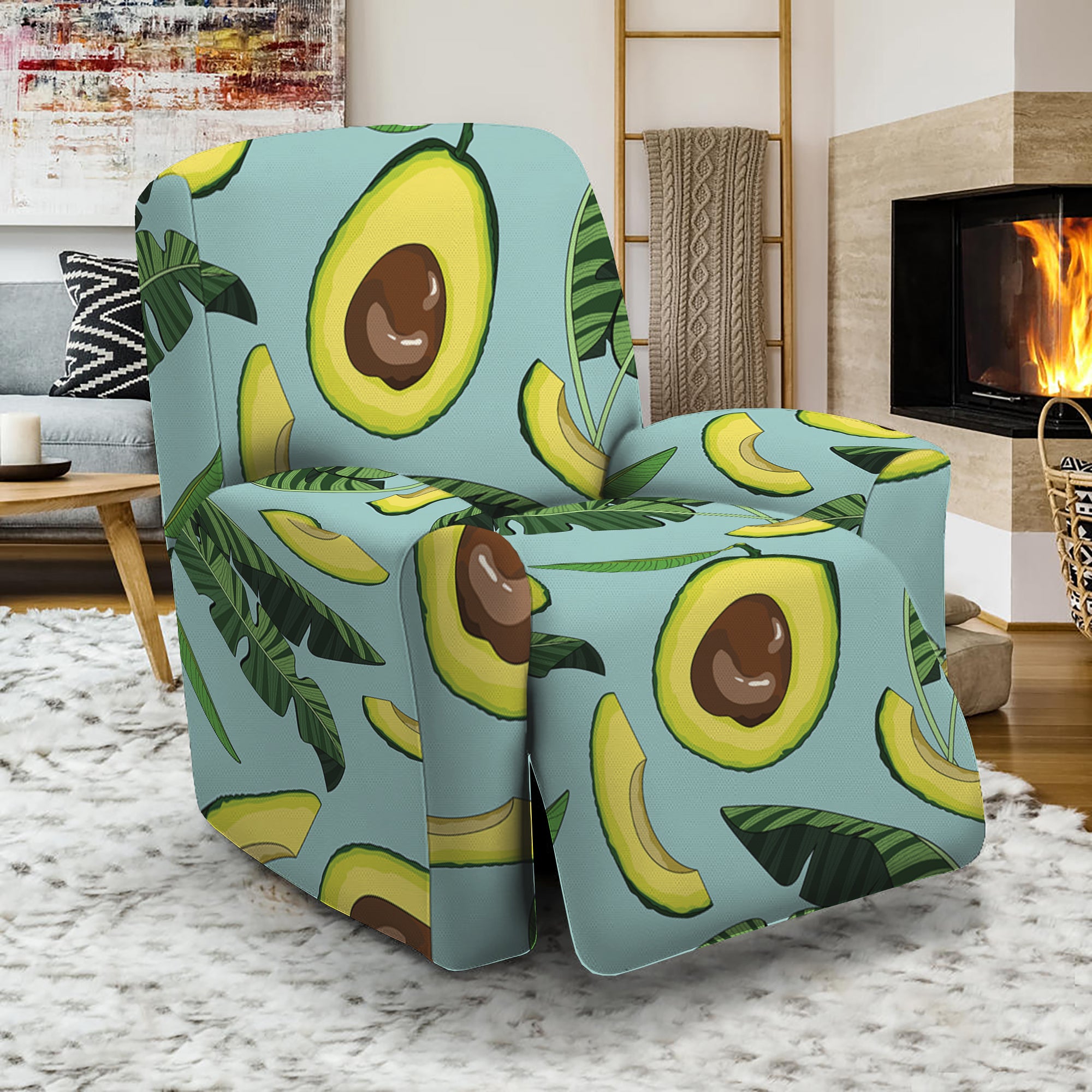 Banana Leaf Avocado Pattern Print Recliner Slipcover