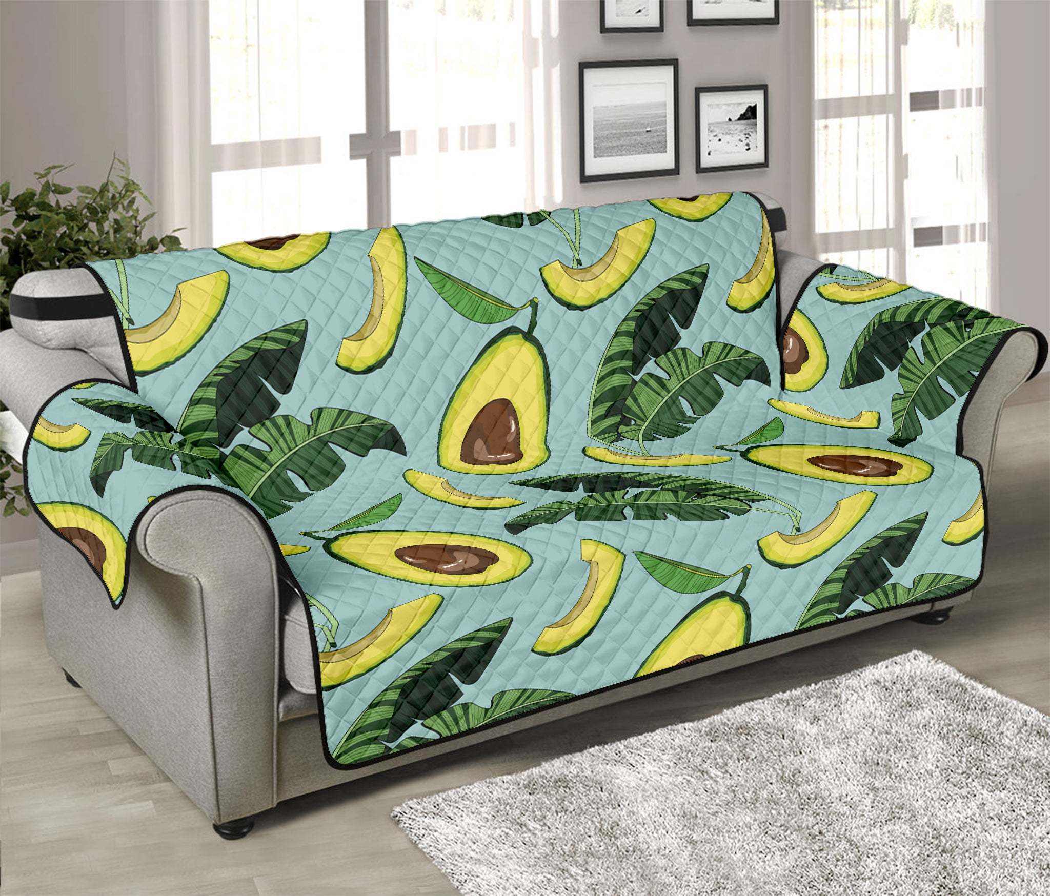 Banana Leaf Avocado Pattern Print Sofa Protector