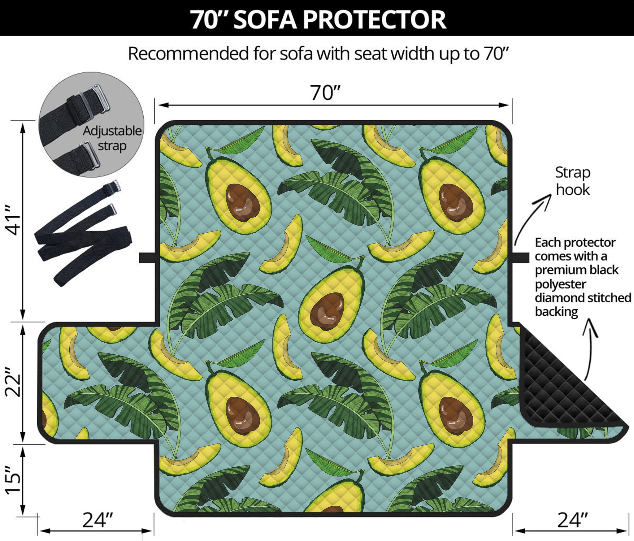 Banana Leaf Avocado Pattern Print Sofa Protector