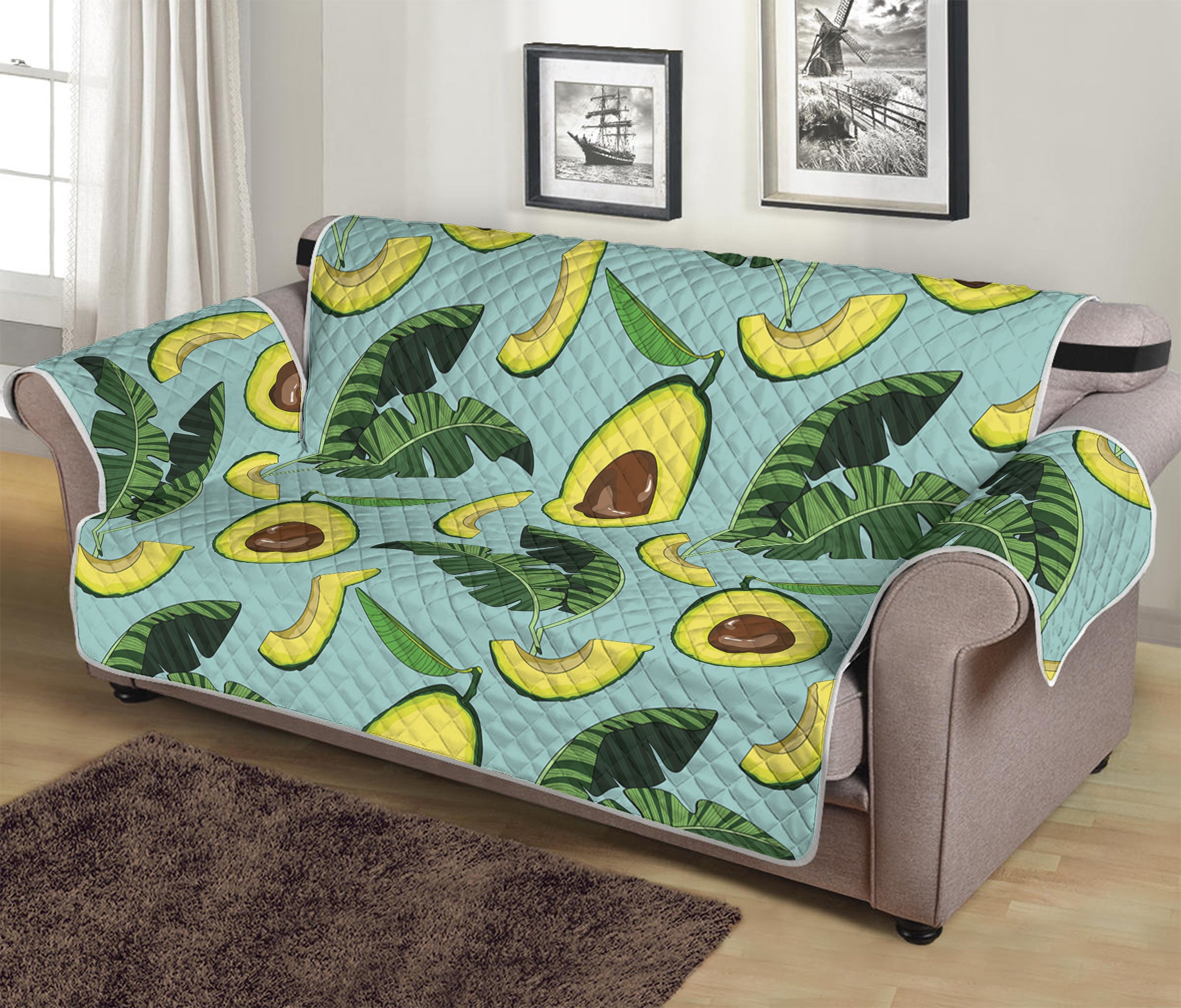 Banana Leaf Avocado Pattern Print Sofa Protector