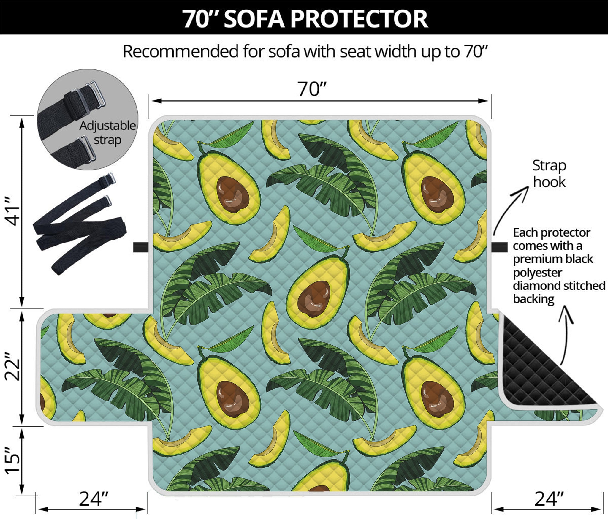 Banana Leaf Avocado Pattern Print Sofa Protector