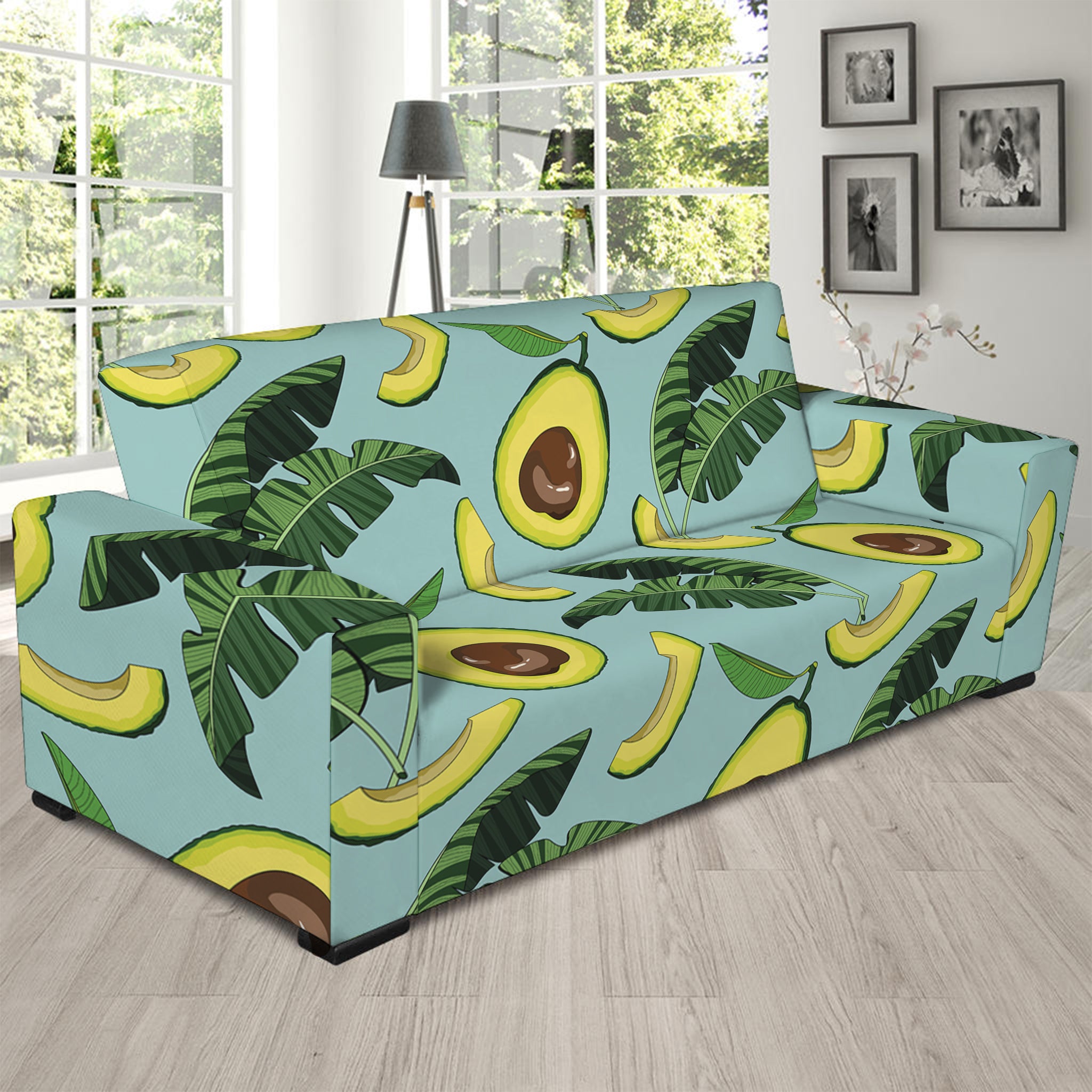 Banana Leaf Avocado Pattern Print Sofa Slipcover