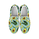 Banana Leaf Avocado Pattern Print White Slip On Shoes