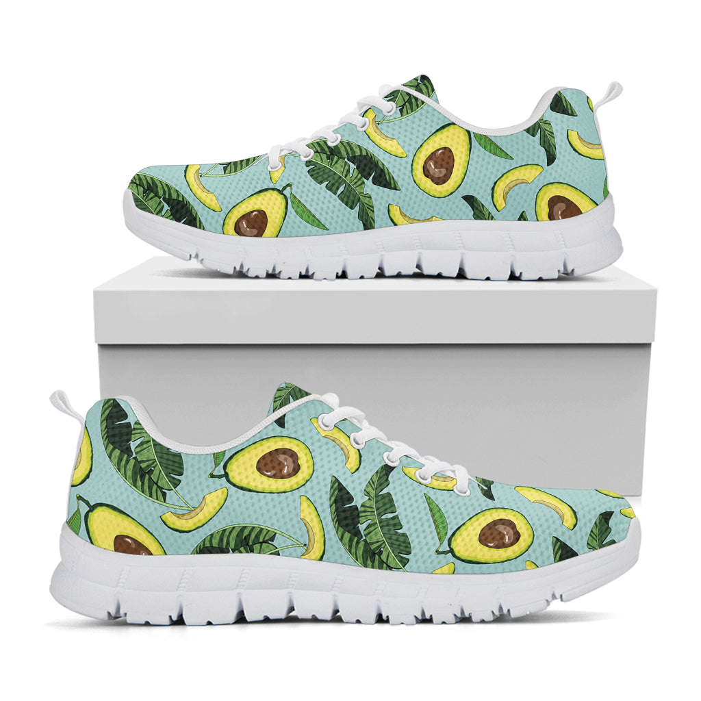 Banana Leaf Avocado Pattern Print White Sneakers