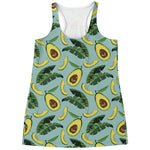 Banana Leaf Avocado Pattern Print Women's Racerback Tank Top