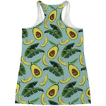 Banana Leaf Avocado Pattern Print Women's Racerback Tank Top