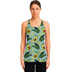 Banana Leaf Avocado Pattern Print Women's Racerback Tank Top