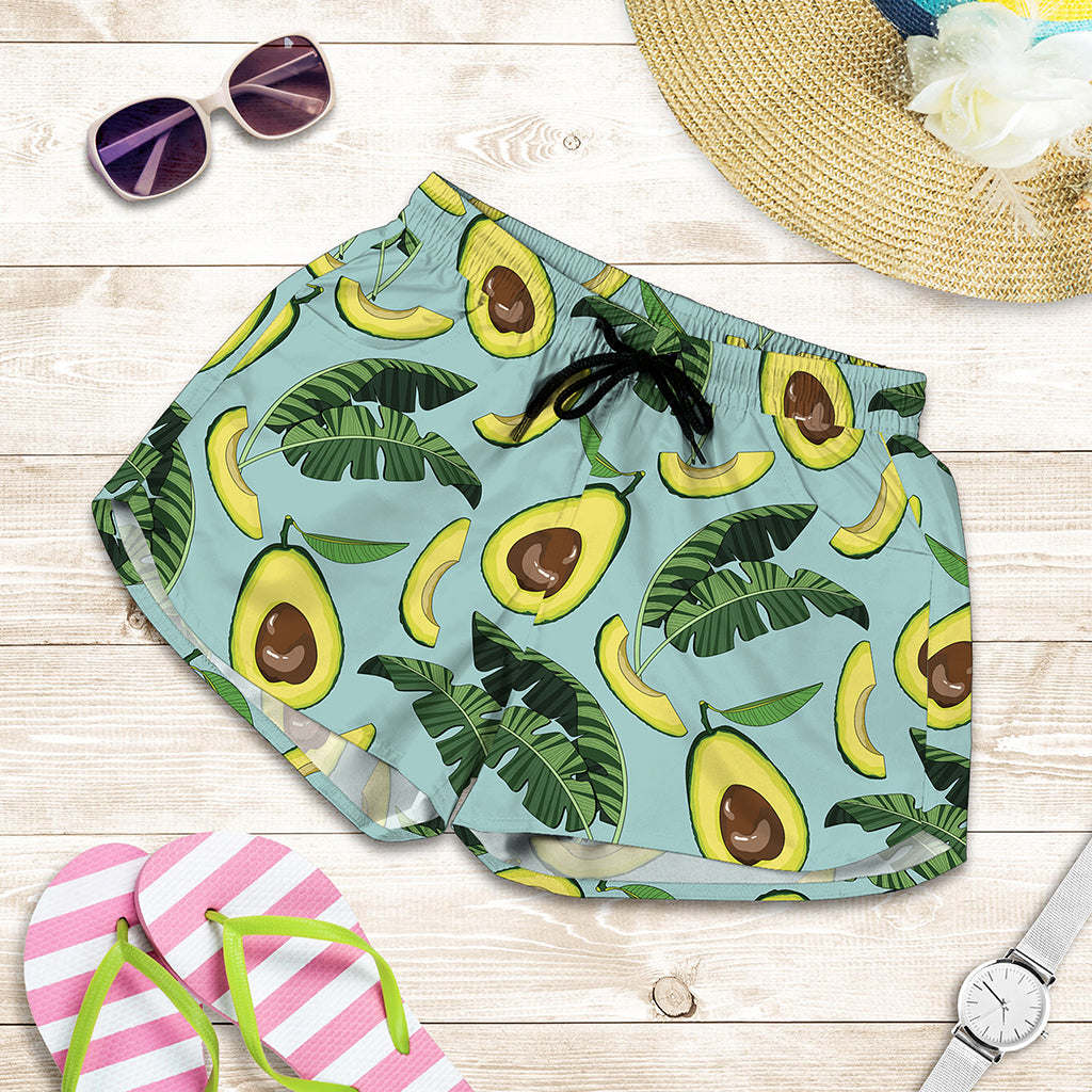 Banana Leaf Avocado Pattern Print Women's Shorts