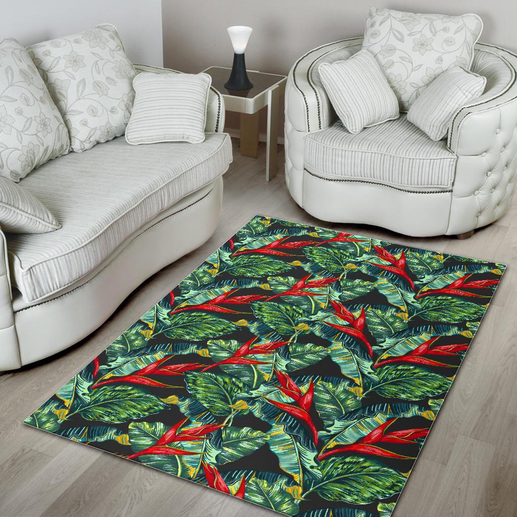 Banana Leaf Hawaiian Pattern Print Area Rug GearFrost