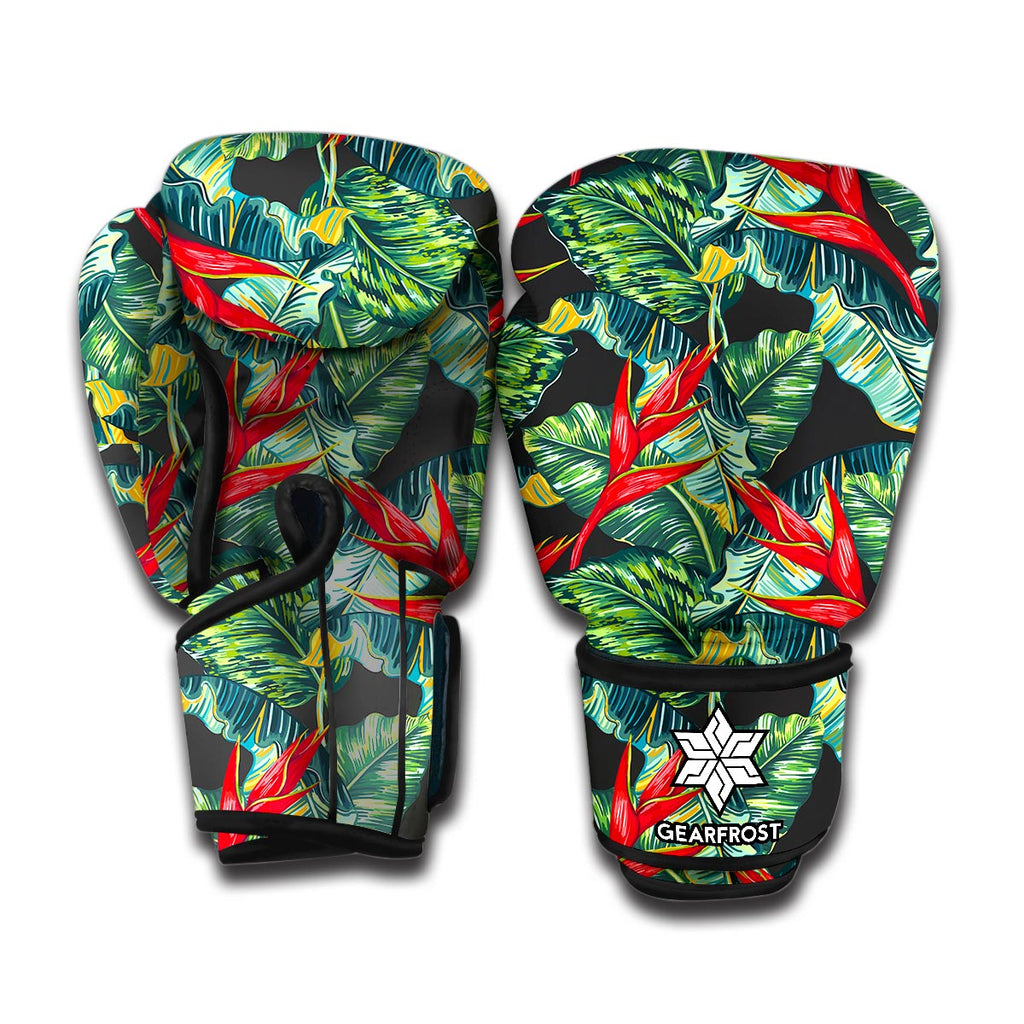 Banana Leaf Hawaiian Pattern Print Boxing Gloves