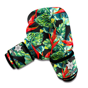 Banana Leaf Hawaiian Pattern Print Boxing Gloves