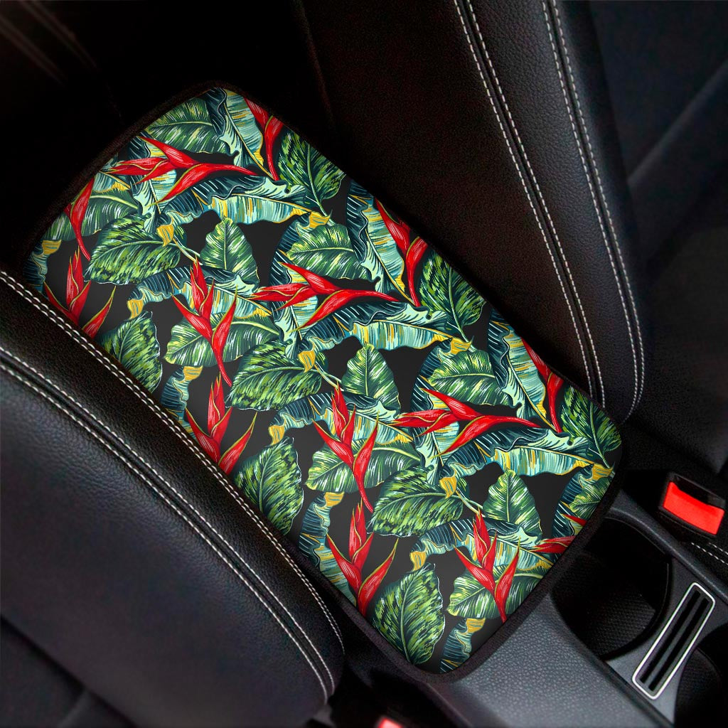 Banana Leaf Hawaiian Pattern Print Car Center Console Cover