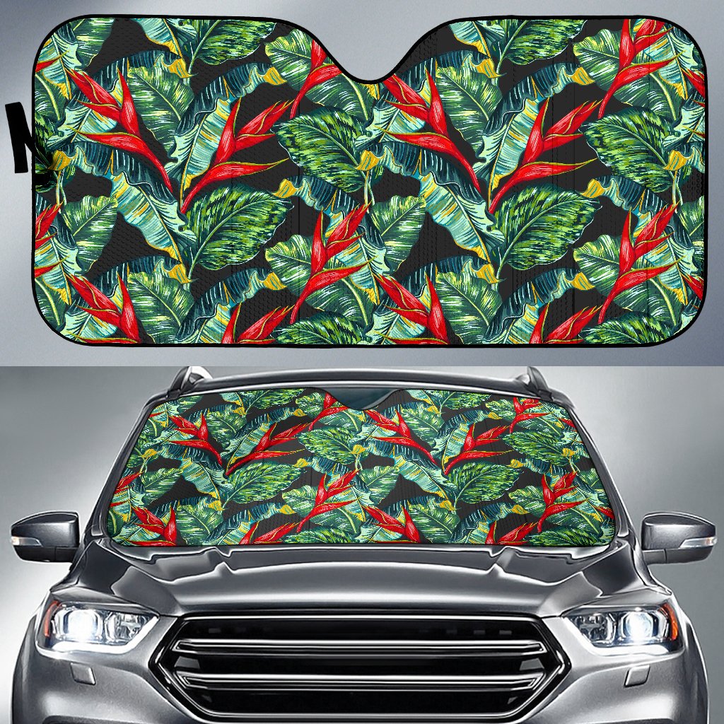 Banana Leaf Hawaiian Pattern Print Car Sun Shade GearFrost